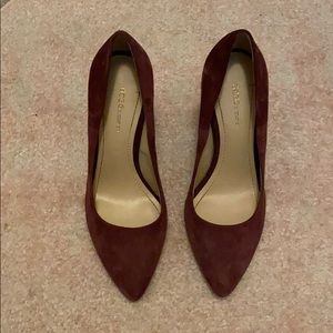 BCBG maroon pointed toe suede heels size 7.5
